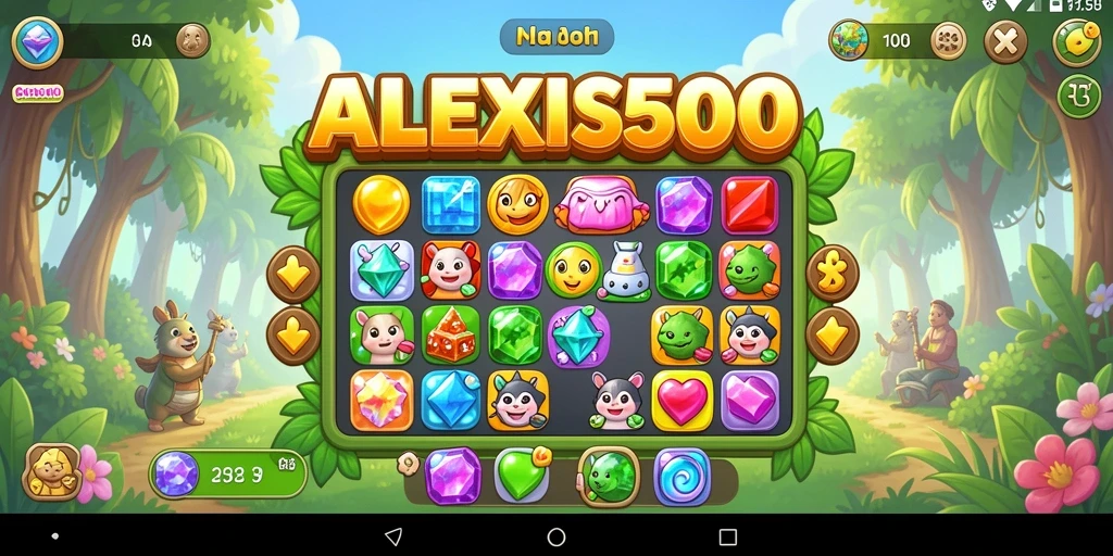 Tampilan gameplay ALEXIS500 dengan aksi Match-3 seru.