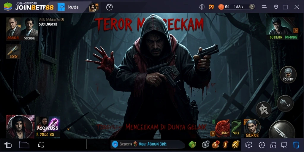 Screenshot gameplay <strong>JOINBET88</strong> menampilkan suasana mencekam dan karakter menyeramkan.