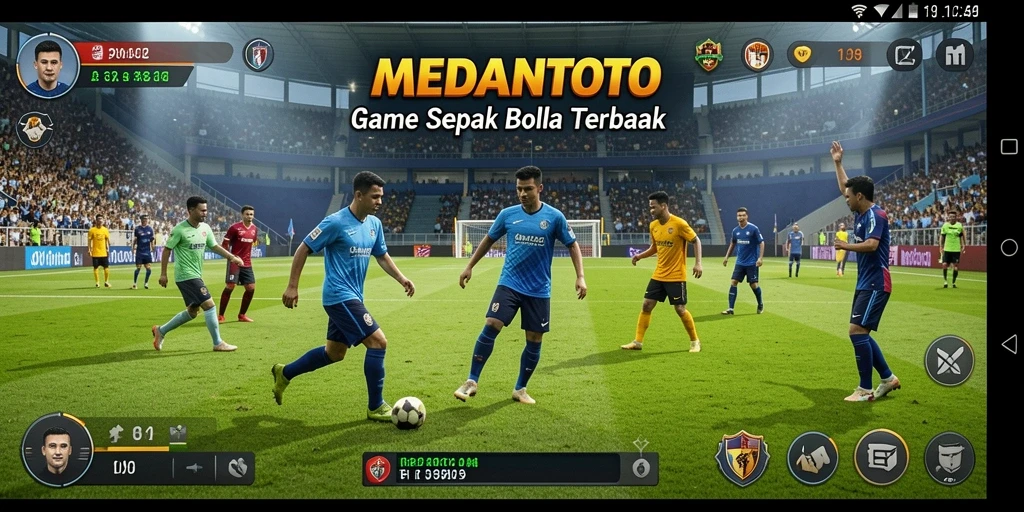 Gameplay seru MEDANTOTO dengan aksi sepak bola yang mendebarkan.