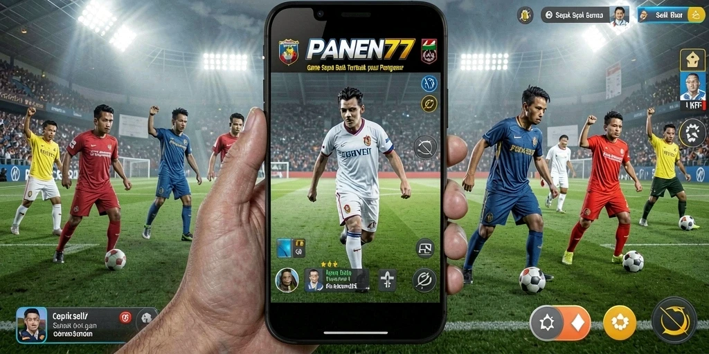 Screenshot gameplay PANEN77 dengan aksi sepak bola yang seru.