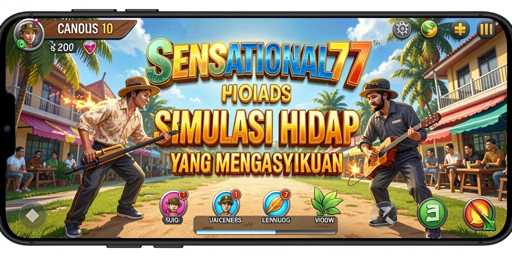 Screenshot utama SENSATIONAL77 menunjukkan interaksi karakter yang dinamis.