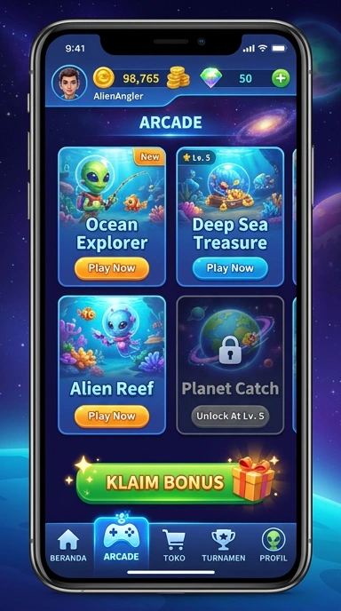 Tampilan antarmuka utama 138alien yang menarik.